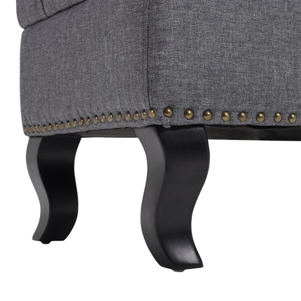 Nailhead Trim Button-Tufted Upholstered Bench Footstool