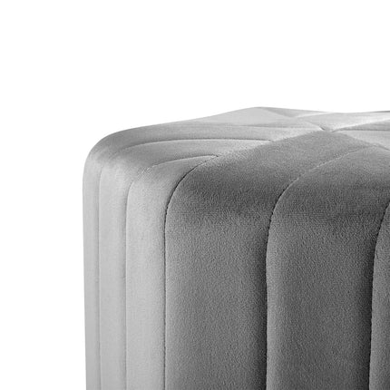 Minimal Hexagonal Velvet Footstool Ottoman with Stripes