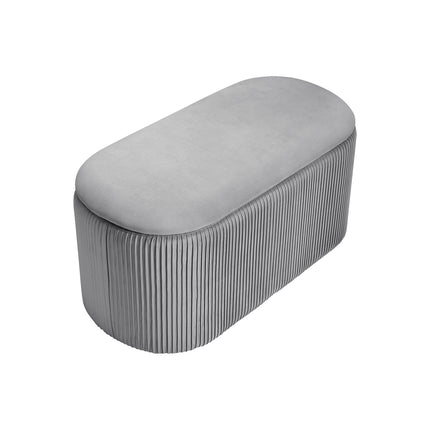 Elliptical Velvet Ottoman Storage Bench Grey
