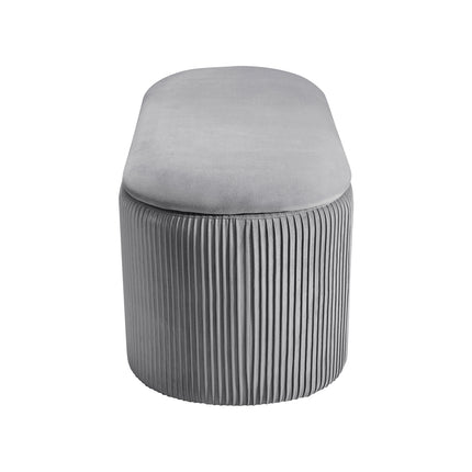 Elliptical Velvet Ottoman Storage Bench Grey