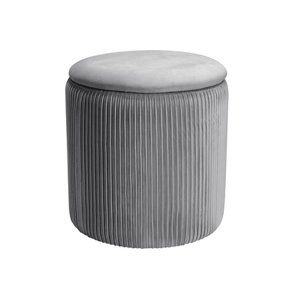 Round Velvet Ottoman Storage Footstool, Grey