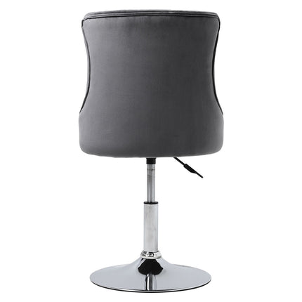 Velvet Swivel Adjustable Bar Stool with Chrome Base Grey 79-93cm H