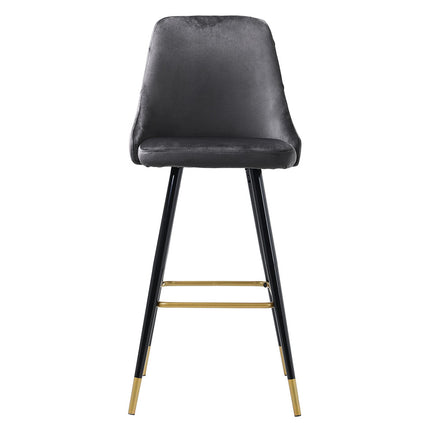Set of 2 Velvet High foot Bar Stool Buttoned Back Grey 115cm H