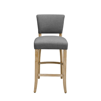 Set of 2 Linen Upholstered Bar Stools for Kitchen Island Cafe