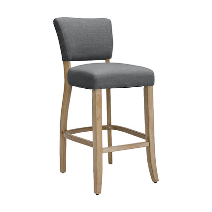 Set of 2 Linen Upholstered Bar Stools for Kitchen Island Cafe