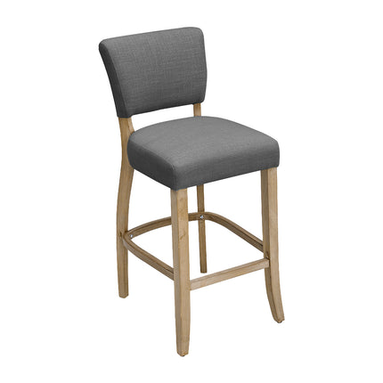 Set of 2 Linen Upholstered Bar Stools for Kitchen Island Cafe