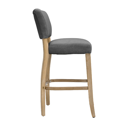 Set of 2 Linen Upholstered Bar Stools for Kitchen Island Cafe