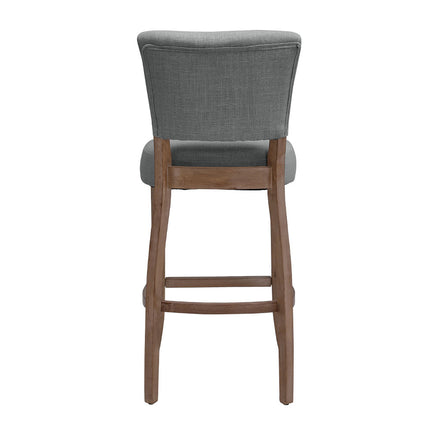 Two-Height Light Grey Linen Bar Stool Set for Kitchen