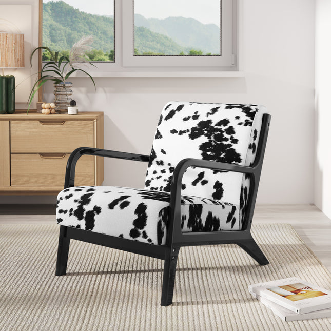 Black and White Spots Velvet Upholstered Armchair