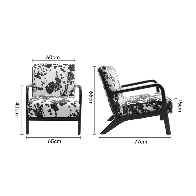 Black and White Spots Velvet Upholstered Armchair