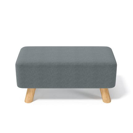 Grey Linen Pouffe Footstool with Wooden Legs