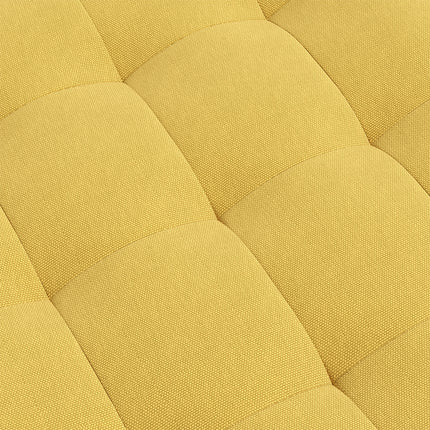 Yellow Square Linen Upholstered Footstool with Wooden Legs