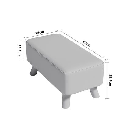 Beige Linen Pouffe Footstool with Wooden Legs