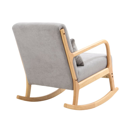 Grey Contemporary Linen Buttoned Rocking Chair