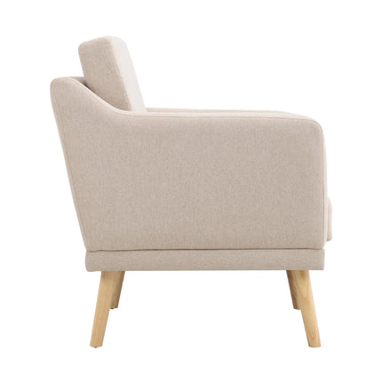 Beige Linen Upholstered Padded Armchair