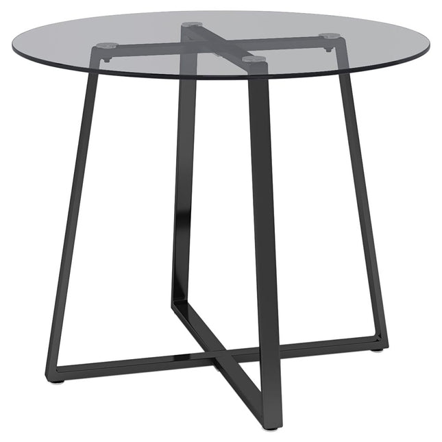 Modern Round Dining Table with Tempered Glass Top
