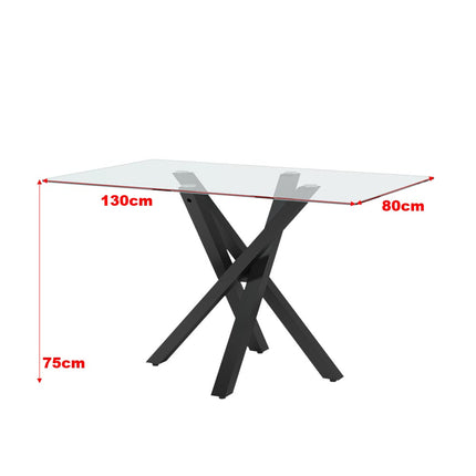 Black transparent Modern Dining Table Tempered Glass Top