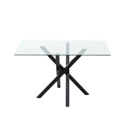 Black transparent Modern Dining Table Tempered Glass Top