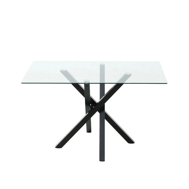 Black transparent Modern Dining Table Tempered Glass Top