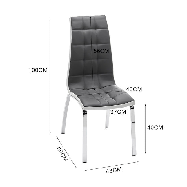 Grey Faux Leather Dining Chair with Metal Legs 100cm H