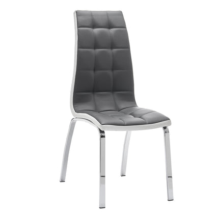 Grey Faux Leather Dining Chair with Metal Legs 100cm H