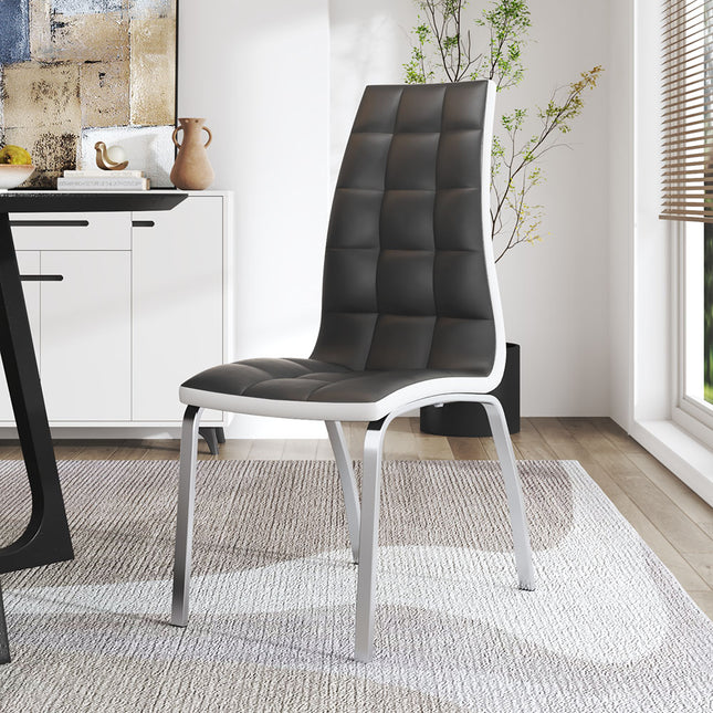 Grey Faux Leather Dining Chair with Metal Legs 100cm H