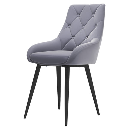 Set of 2 Grey Velvet Metal Legs Button Upholstered Dining Chair 88cm H