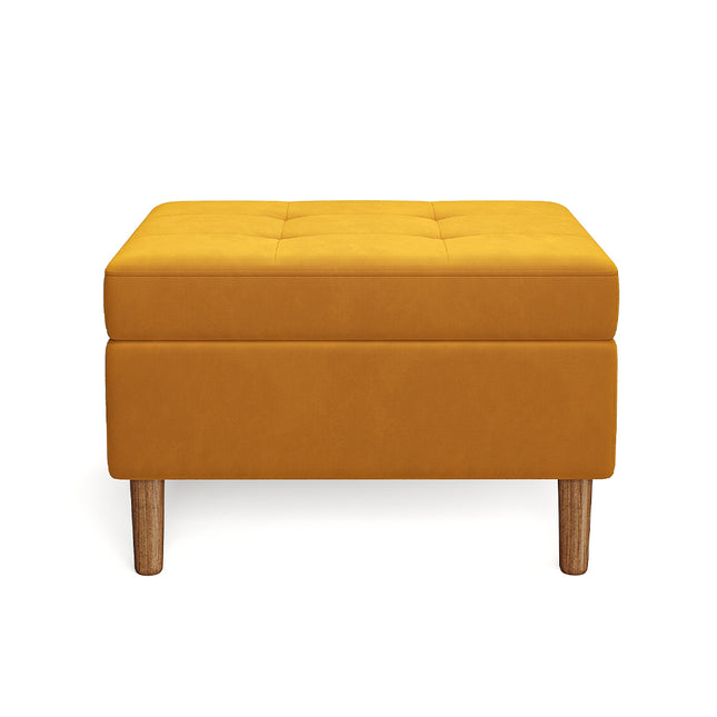 Yellow Rectangle Velvet Storage Ottoman