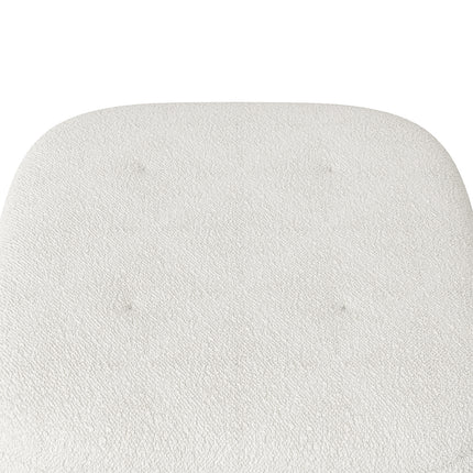 Beige Footstool Pouffe Stool with Wooden Legs