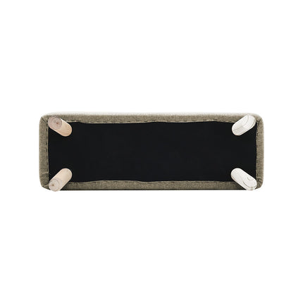 Beige Rectangular Footrest with Solid Wooden Legs