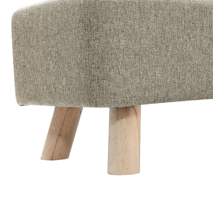 Beige Rectangular Footrest with Solid Wooden Legs