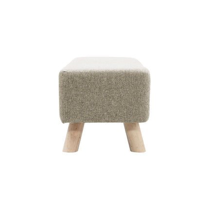 Beige Rectangular Footrest with Solid Wooden Legs