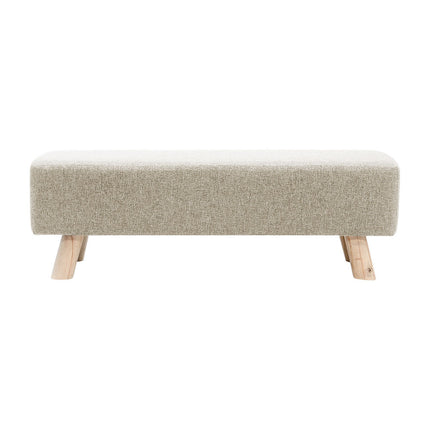 Beige Rectangular Footrest with Solid Wooden Legs