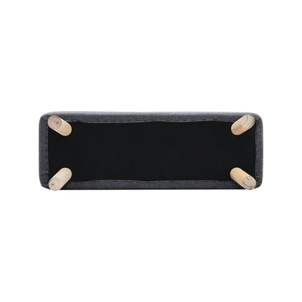 Grey Rectangular Footrest with Solid Wooden Legs
