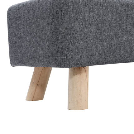 Grey Rectangular Footrest with Solid Wooden Legs