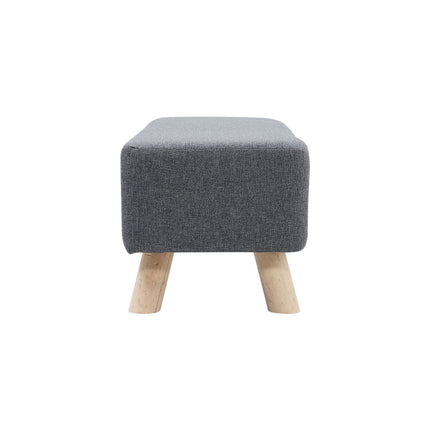 Grey Rectangular Footrest with Solid Wooden Legs