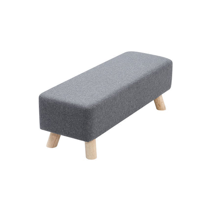 Grey Rectangular Footrest with Solid Wooden Legs