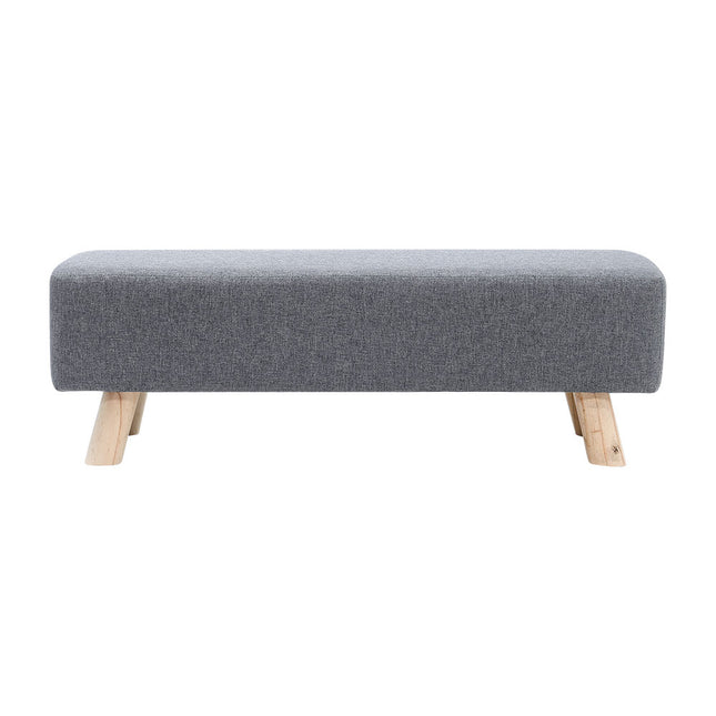 Grey Rectangular Footrest with Solid Wooden Legs