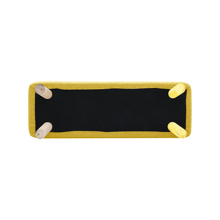 Yellow Rectangular Footrest with Solid Wooden Legs