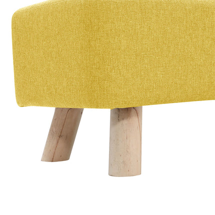 Yellow Rectangular Footrest with Solid Wooden Legs