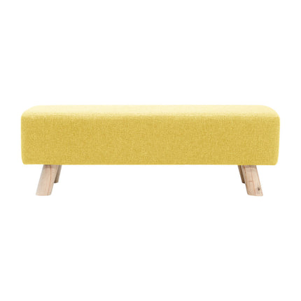 Yellow Rectangular Footrest with Solid Wooden Legs