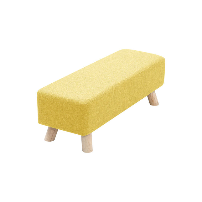 Yellow Rectangular Footrest with Solid Wooden Legs
