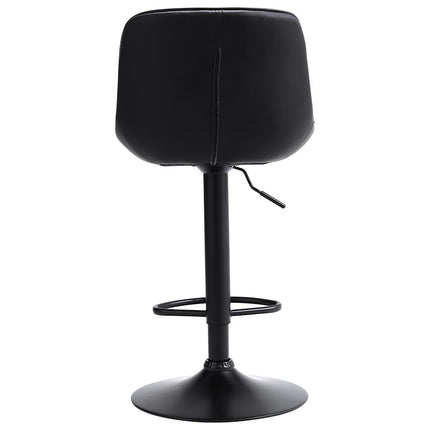 2 Pcs Faux Leather Height Adjustable Bar Stool Black