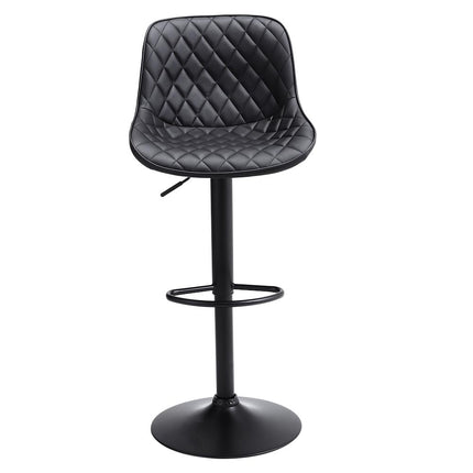 2 Pcs Faux Leather Height Adjustable Bar Stool Black