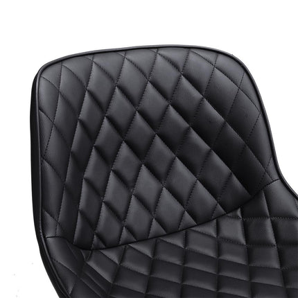 2 Pcs Faux Leather Height Adjustable Bar Stool Black
