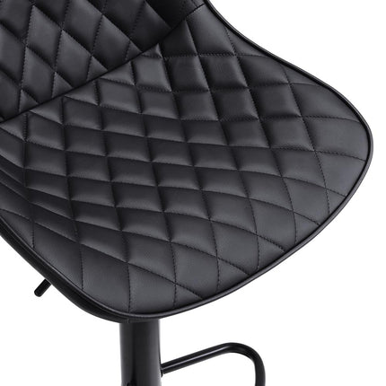 2 Pcs Faux Leather Height Adjustable Bar Stool Black