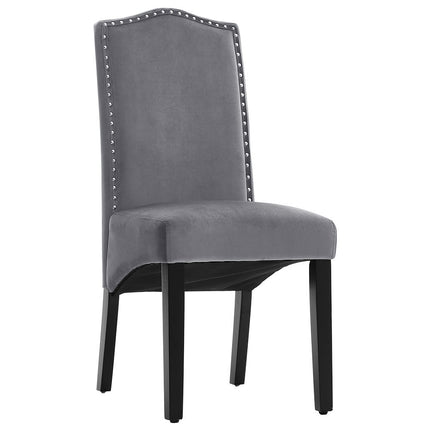 Set of 2 Grey Velvet High Back Dining Chair 102cm H