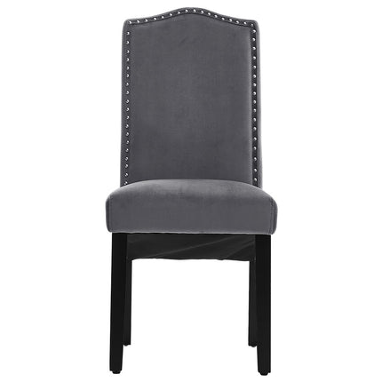 Set of 2 Grey Velvet High Back Dining Chair 102cm H