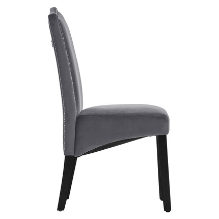 Set of 2 Grey Velvet High Back Dining Chair 102cm H
