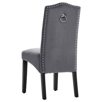 Set of 2 Grey Velvet High Back Dining Chair 102cm H